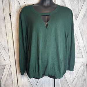 Women's Ryan Wythe Green Crew Neck Sweater 5X